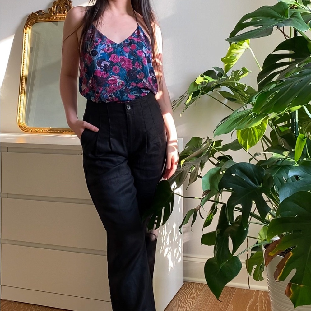 Haute Hippie pink blue 'cotton gin' floral t-strap silk camisole tank size small - Picture 4 of 14